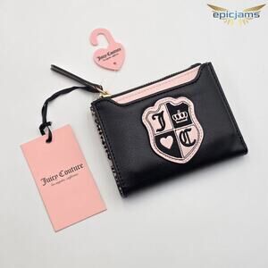 Juicy Couture Queen Of Everything Bifold W/Pull Out Card Case Wallet - Black New